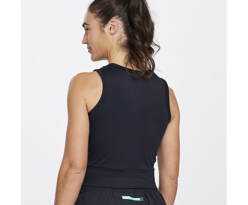 Saucony Dash Crop Top Kadın Üstler Siyah | 9PLHJKQ
