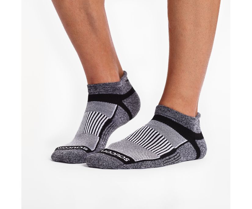 Saucony Inferno No Show Tab 3-Pack Socks Erkek Çorap Siyah Beyaz Gri | GI5KEPI