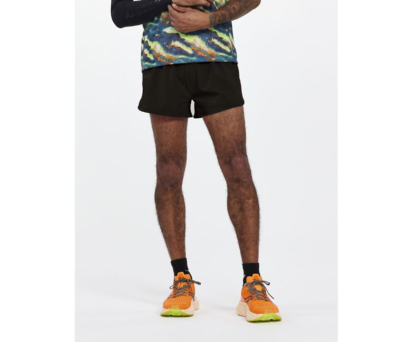 Saucony Outpace 2.5' Split Kısa Erkek Pantolon Siyah | KAHAI5J