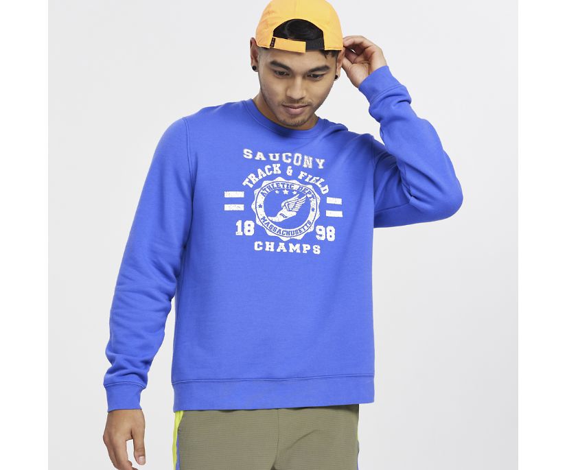 Saucony Rested Crewneck Erkek Üstler Mavi | 7R86667