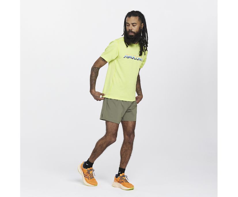 Saucony Stopwatch Graphic Kısa Sleeve Erkek Üstler Açık Yeşil | CH5ZN17