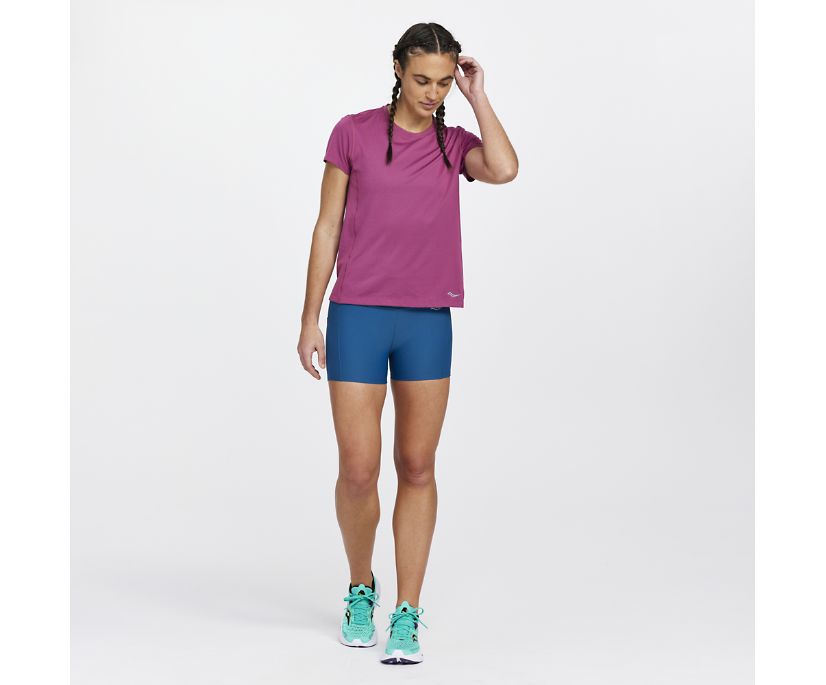 Saucony Stopwatch Kısa Sleeve Kadın Üstler Pembe | UCQFFB5