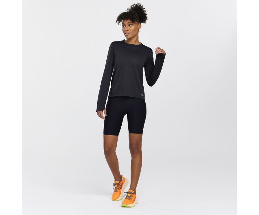 Saucony Stopwatch Long Sleeve Kadın Üstler Siyah | ASY24DC
