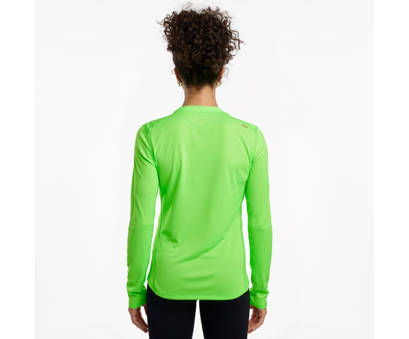 Saucony Stopwatch Long Sleeve Kadın Üstler Açık Yeşil | RGFOH1B