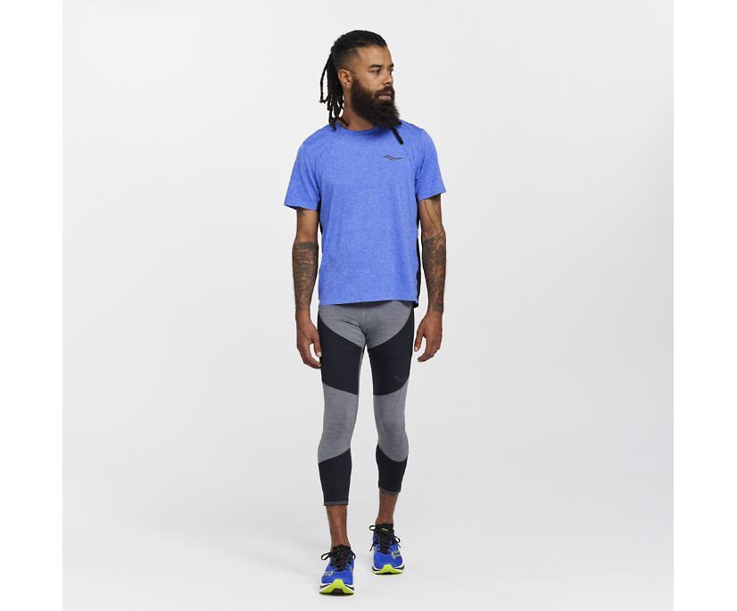 Saucony Time Trial Kısa Sleeve Erkek Üstler Mavi | EUI88CG