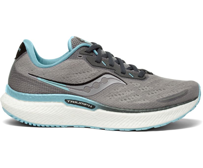 Saucony Triumph 19 Geniş Kadın Yürüyüş Ayakkabısı Gri Açık Mavi | 6MDJE9H